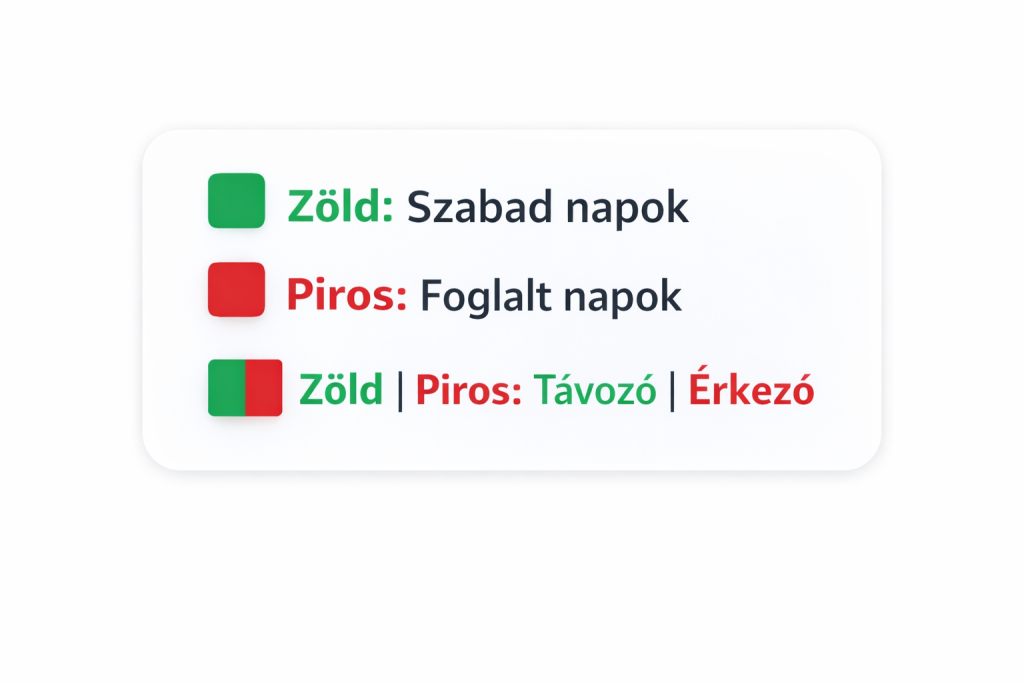 Foglalási naptár jelmagyarázat
